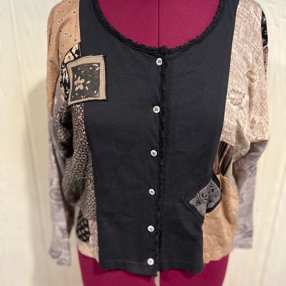 Staley Greyzinger Patchwork Button Dolman Sleeves… - image 1